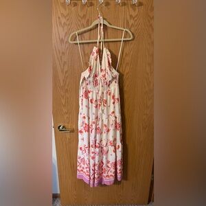 Chelsea & Violet Cream Maxi Dress with Red & Pink Floral Print